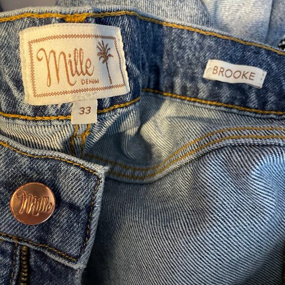 Mille Denim Brooke Mid Rise Slim Fit Jean Rigid Cotton Ankle Length Raw Hem 33 - Picture 10 of 14
